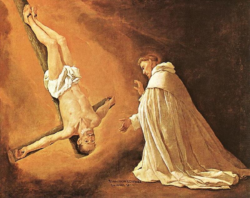 ZURBARAN  Francisco de The Apparition of Apostle St Peter to St Peter of Nolasco France oil painting art